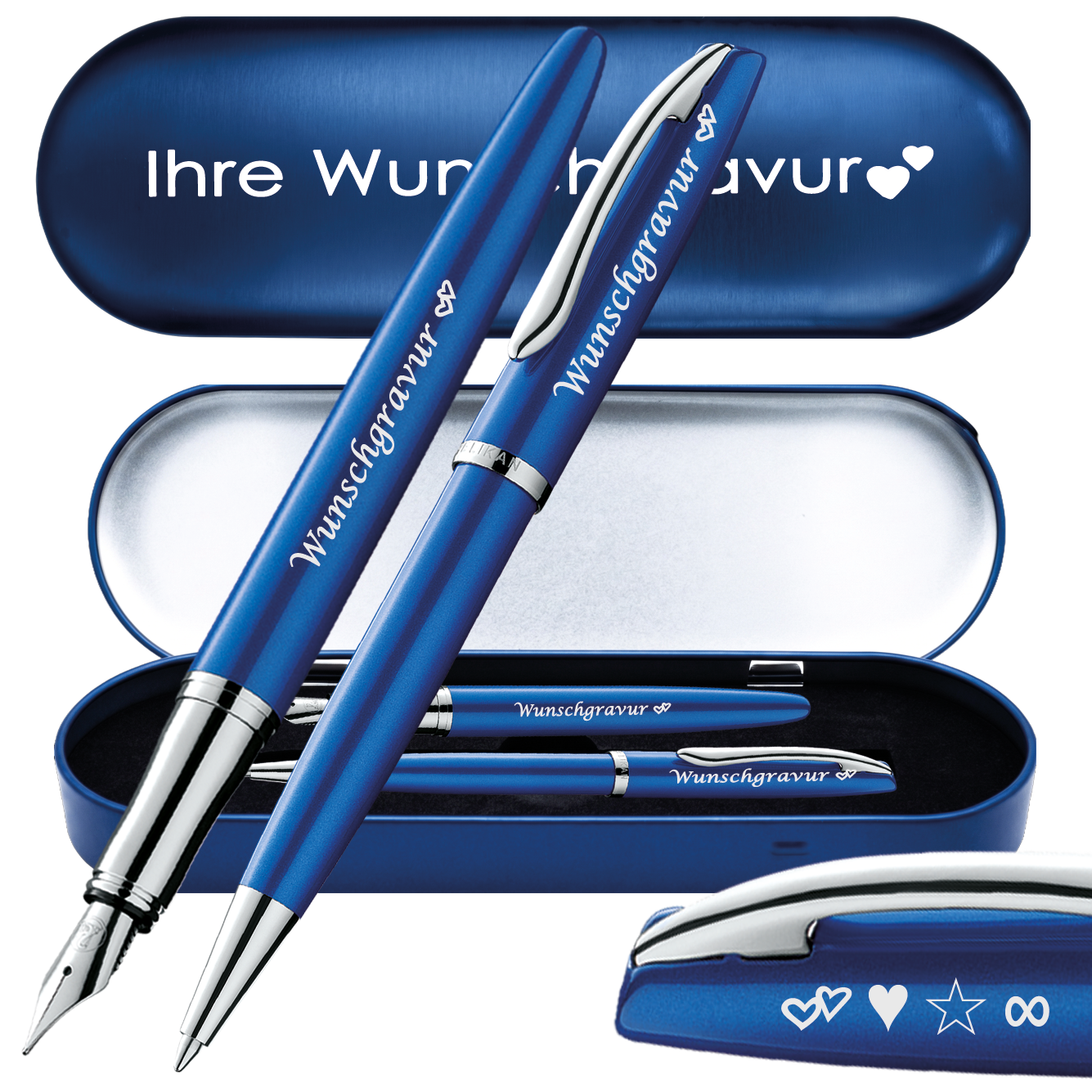 Pelikan Füller & Kugelschreiber Jazz® Noble Elegance im Set Saphire Blau – ohne Box