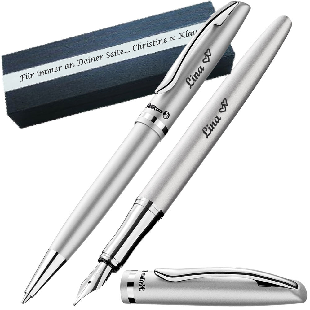 SchreibSet Jazz Elegance Silber, 1 Kugelschreiber, 1 Füllhalter – ohne Box